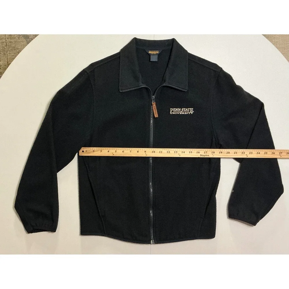 VTG Woolrich Penn State University 100% Wool Full Zip Jacket Preppy Black Mens M